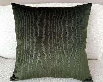 Deep Forest Green Velvet Pillow Cover for Living Room, Textured Sofa Decorative Cushion 18x18 inch (45x45 cm)