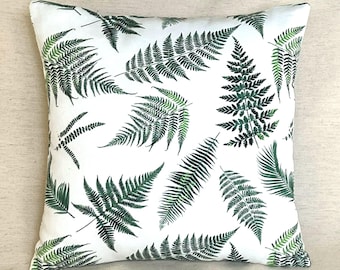 Fern Botanical Pillow Cover, Green and Cream Nature Cushion 16×16 іnch (40×40 cm)