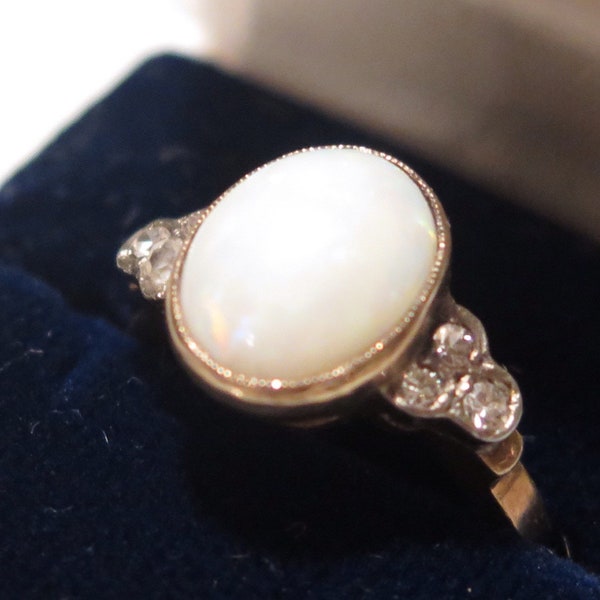 RESERVED for STACY Opal 6 Diamond 10K Gold Ring Size 6 1900