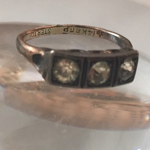 Art Deco Rolled Gold and Silver Paste Diamonds Ring Hallmarks Sz 4 3/4