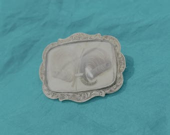 Antique Hair Mourning Brooch Victorian Memoriam Rare 2 Color 1840s