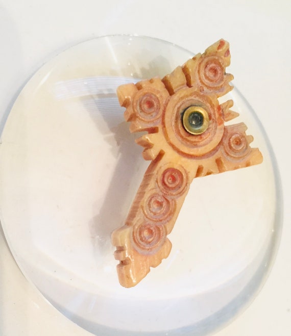 Antique Bone Cross Stanhope with Monocular Image of D… - Gem