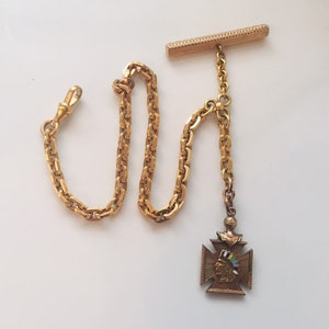 Gold Filled Tbar Watch Fob Yellow Gold Chain (Vintage) Antique Yellow Gold Filled Onyx T-Bar Intaglio Pocket Watch  main image 3