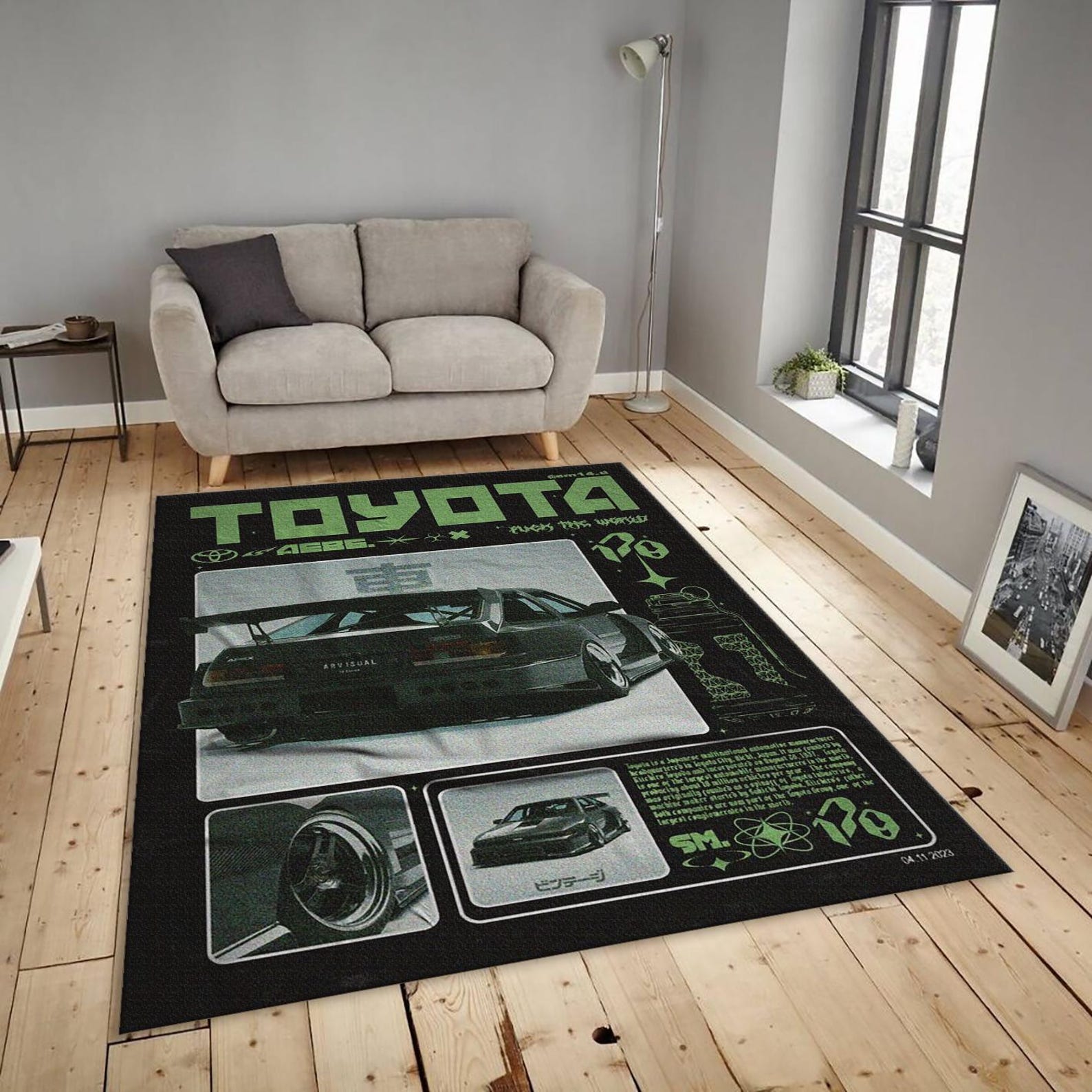 Jdm Wheel Rugs Toyota AE86 Rug, Acid Green JDM Poster | Hachiroku Drift Car | Car Guy ...