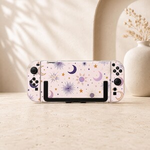 Pastel Moon Switch Case, Celestial Star Clear Cover, Dreamy Lavender Case for Switch OLED Lite and Switch 2