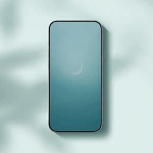 Dreamy Teal Moon Phone Wallpaper – Minimal Crescent Night Sky Lock Screen for iPhone & Android – Digital Download