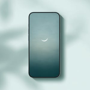Minimal Crescent Moon Wallpaper – Teal Phone Lock Screen for iPhone & Android – Digital Download