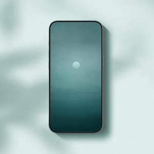 Minimal Full Moon Wallpaper – Soft Teal Gradient Phone Lock Screen for iPhone & Android – Calm Zen Aesthetic Digital Download