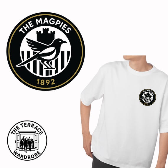 T-shirt Newcastle United – The Magpies – Blanc, Gris, Noir – Officiel, Adulte, Confortable