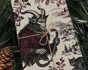 Krampus Wrapping Paper | Dark Holiday Folklore | Alternative Xmas Spooky