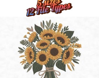 Sunflower Embroidery Design – Botanical Flower Machine Pattern (Digital Download)