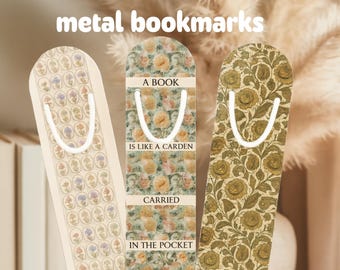 Set of 3 Botanical Metal Bookmarks Vintage