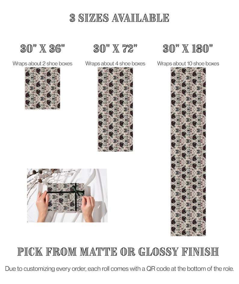 Krampus Wrapping Paper | Dark Holiday Folklore | Alternative Xmas Spooky image 2