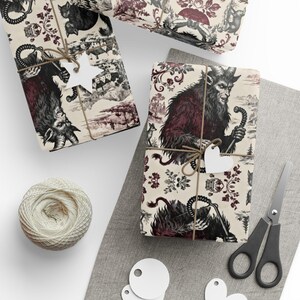 Krampus Wrapping Paper | Dark Holiday Folklore | Alternative Xmas Spooky image 5