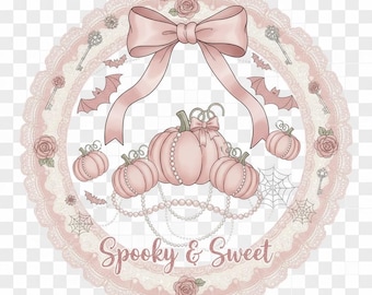 Coquette Halloween Pumpkin Bow PNG: Spooky Sweet Girly Design (Digital Download)