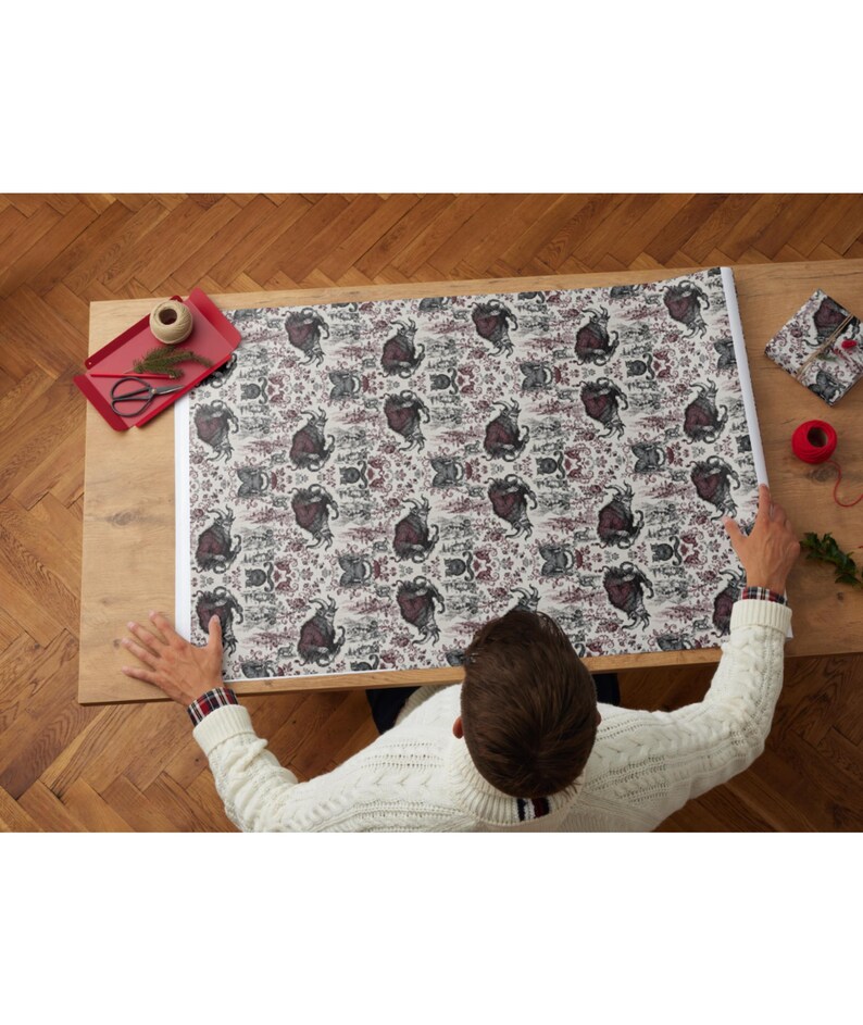Krampus Wrapping Paper | Dark Holiday Folklore | Alternative Xmas Spooky image 9