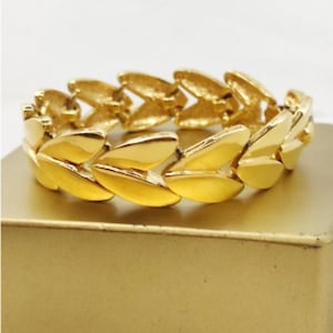Vintage Gold Leaf Statement Cuff Bracelet