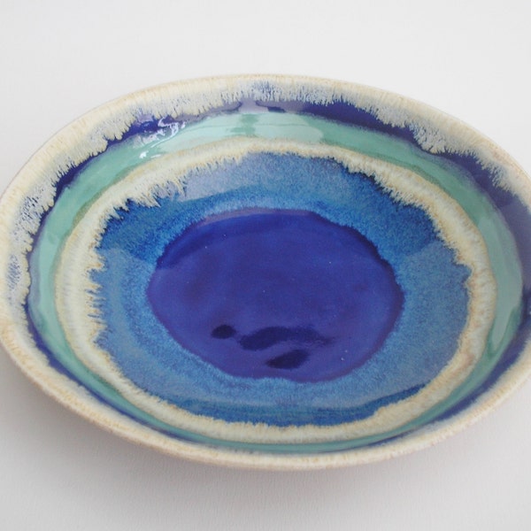 Ceramic Pottery Bowl Dish: Handmade stoneware pottery indigo pool