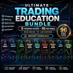 Trading Education Bundle, Forex Crypto Stocks Mastery System (9 PDF Guides)96  Pages
