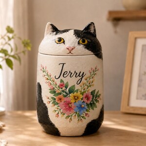 Custom Cat Urn – Handmade Cat Memorial Ashes, Bespoke Hand Painted from Photo, Pet Loss Keepsake image 8