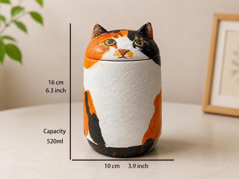 Custom Cat Urn – Handmade Cat Memorial Ashes, Bespoke Hand Painted from Photo, Pet Loss Keepsake image 12
