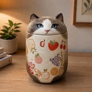 Custom Cat Urn – Handmade Cat Memorial Ashes, Bespoke Hand Painted from Photo, Pet Loss Keepsake image 17