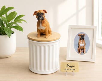 Pet Memorial Gift, Custom Clay Dog Sculpture, Handmade Ashes Urn, Gift for Her