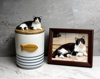 Personalized Pet Urn, Hand-Sculpted Clay Figurine, Custom Dog Cat Memorial Keepsake
