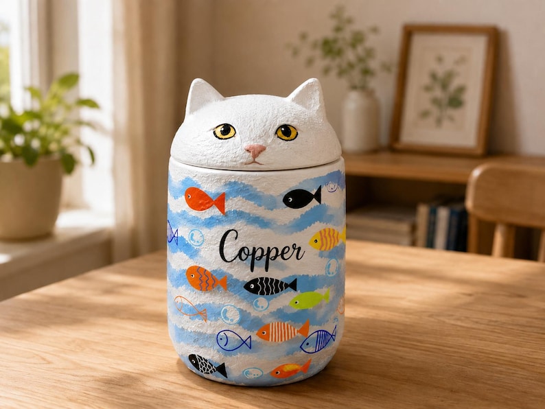 Custom Cat Urn – Handmade Cat Memorial Ashes, Bespoke Hand Painted from Photo, Pet Loss Keepsake image 7