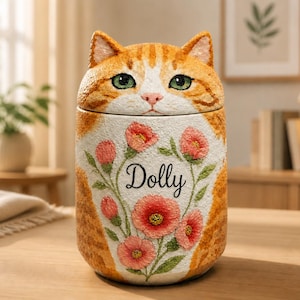 Custom Cat Urn – Handmade Cat Memorial Ashes, Bespoke Hand Painted from Photo, Pet Loss Keepsake image 4