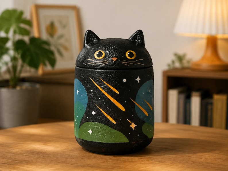 Custom Cat Urn – Handmade Cat Memorial Ashes, Bespoke Hand Painted from Photo, Pet Loss Keepsake image 16