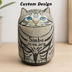 Custom Cat Urn – Handmade Cat Memorial Ashes, Bespoke Hand Painted from Photo, Pet Loss Keepsake custom design