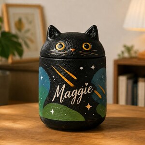 Custom Cat Urn – Handmade Cat Memorial Ashes, Bespoke Hand Painted from Photo, Pet Loss Keepsake image 5