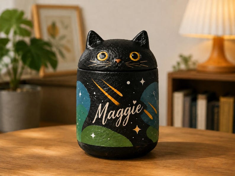 Custom Cat Urn – Handmade Cat Memorial Ashes, Bespoke Hand Painted from Photo, Pet Loss Keepsake image 5
