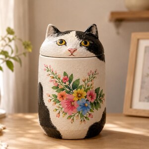 Custom Cat Urn – Handmade Cat Memorial Ashes, Bespoke Hand Painted from Photo, Pet Loss Keepsake image 19