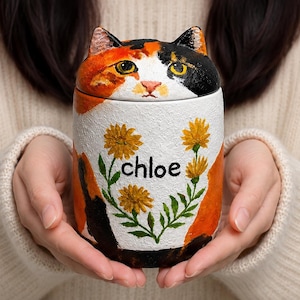 Custom Cat Urn – Handmade Cat Memorial Ashes, Bespoke Hand Painted from Photo, Pet Loss Keepsake image 14