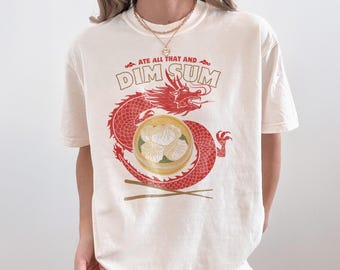 Shirt Dragon Dumplings – Ate All That and Dim Sum T-shirt – comfortkleuren, uniseks T-shirt
