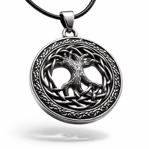 Collar con colgante del Árbol de la Vida Celta, de acero inoxidable, joyería vikinga nórdica, collar con nudo celta, regalo espiritual, joyería unisex.