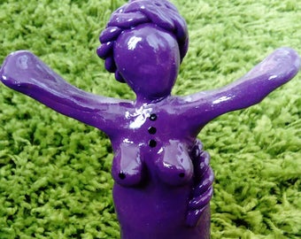 Purple and blue Priestess of the Goddess sculpture