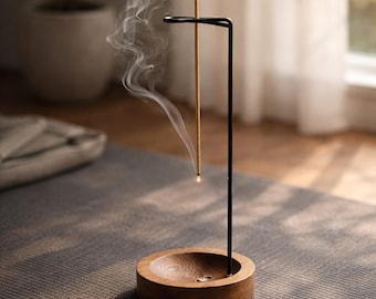 Porta incienso minimalista de madera, soporte moderno para quemador de incienso zen, decoración para escritorio de meditación