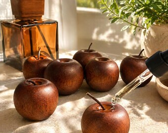 Set difusor de madera de manzana, adorno de aromaterapia, ambientador para coche, regalo minimalista de fragancia para el hogar