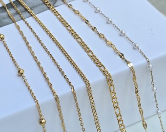 18k Gold Filled Adjustable Chain Necklace - Waterproof, Daily Use