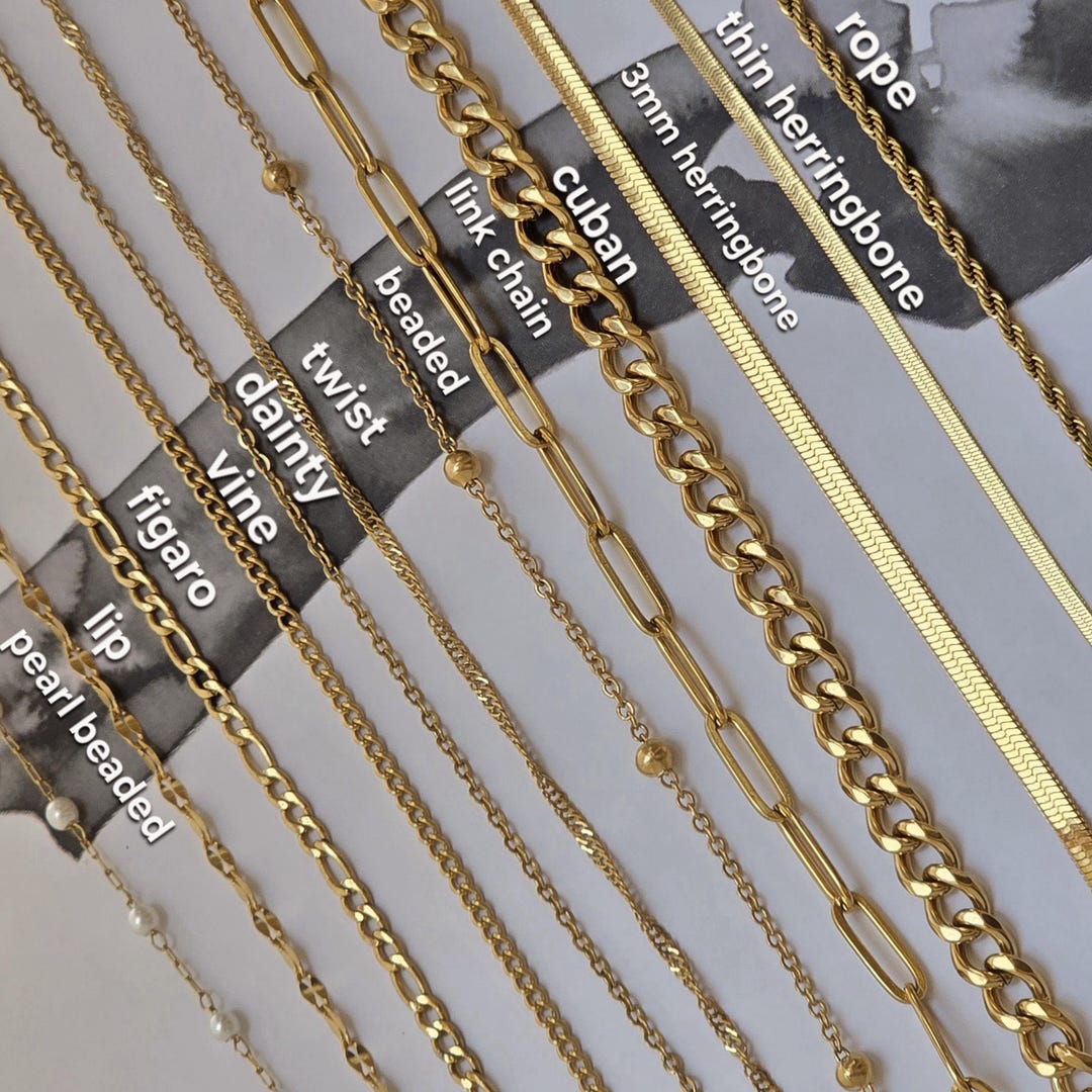 18k Gold Filled Adjustable Chain Necklace - Waterproof, Daily Use