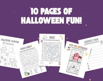 Halloween Kids Activity Sheets: 10 Pages of Coloring, Mazes (PDF)