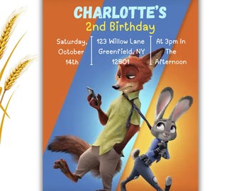 Zootopia Birthday Invitation: Editable Party Invite, Digital Download