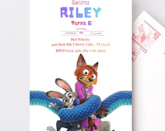 Zootopia Birthday Invitation: Editable Digital Party Invite (5x7 inches)