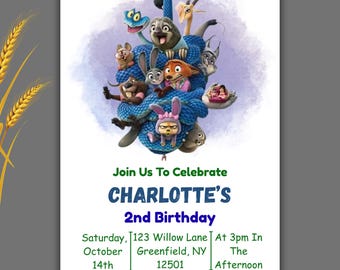 Zootopia Birthday Invitation: Editable Digital Party Invite (5x7 inches)