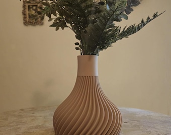 Spiral Flow 3D Printed Vase – Modern Minimalist Home Decor