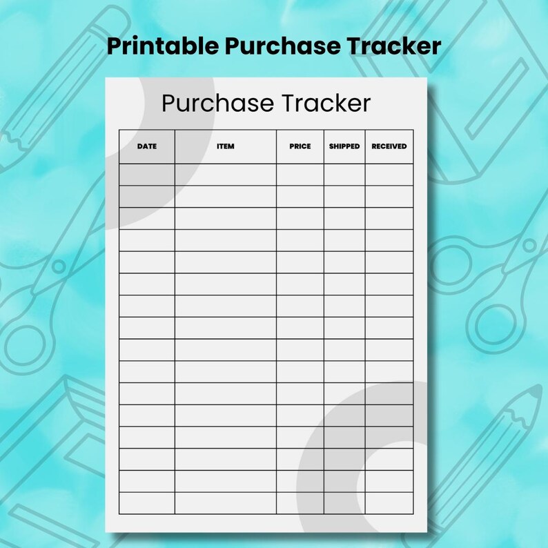 Purchase Tracker Form.pdf Purchase Tracker Printable | Minimalist Order Tracker | Budget Planner ...