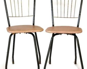 Vintage 1950s Kids Desk Chairs: Pink Vinyl Swivel Seats, Comfort Line Pair